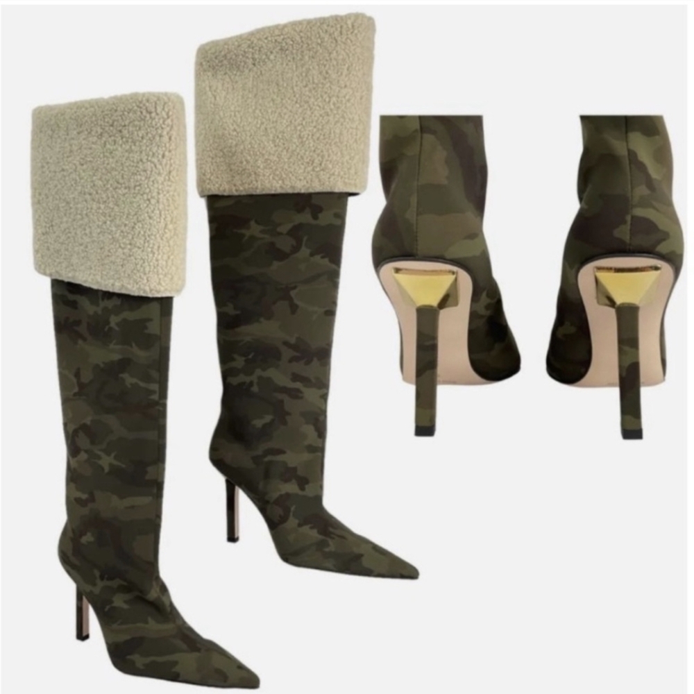 Good American Camo Boots Sherpa Size 7 NEW